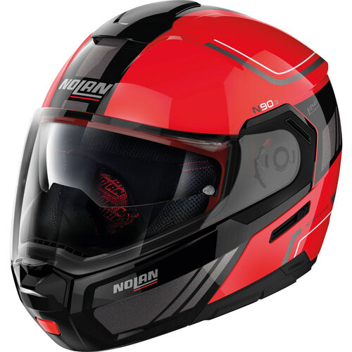Flip Up Helmets Nolan N90-3 n-com Voyager Black/Red #19 XS