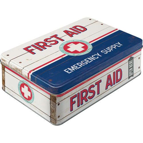 Boîtes de conservation pour moto Nostalgic-Art Pot de stockage plat First Aid Blue - Emergency Supply Neutre