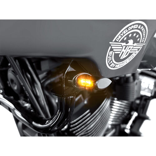 Motorcycle LED Indicators HeinzBikes LED alloy indicator pair Micro ST black White