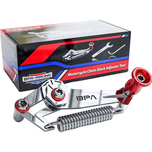 Motorrad Kettensätze BPA Racing Kettenspanner Werkzeug Durchhangprüfer silber/rot Neutral