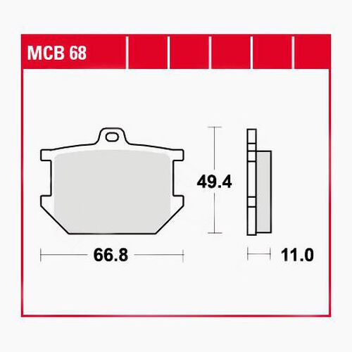Motorcycle Brake Pads TRW Lucas brake pads organic MCB68  66,8x49,4x11mm Neutral