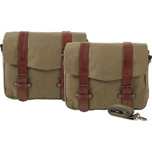 Motorbike Saddlebags Hepco & Becker saddle bag Legacy Canvas for C-Bow pair LL 22 liters green Grey