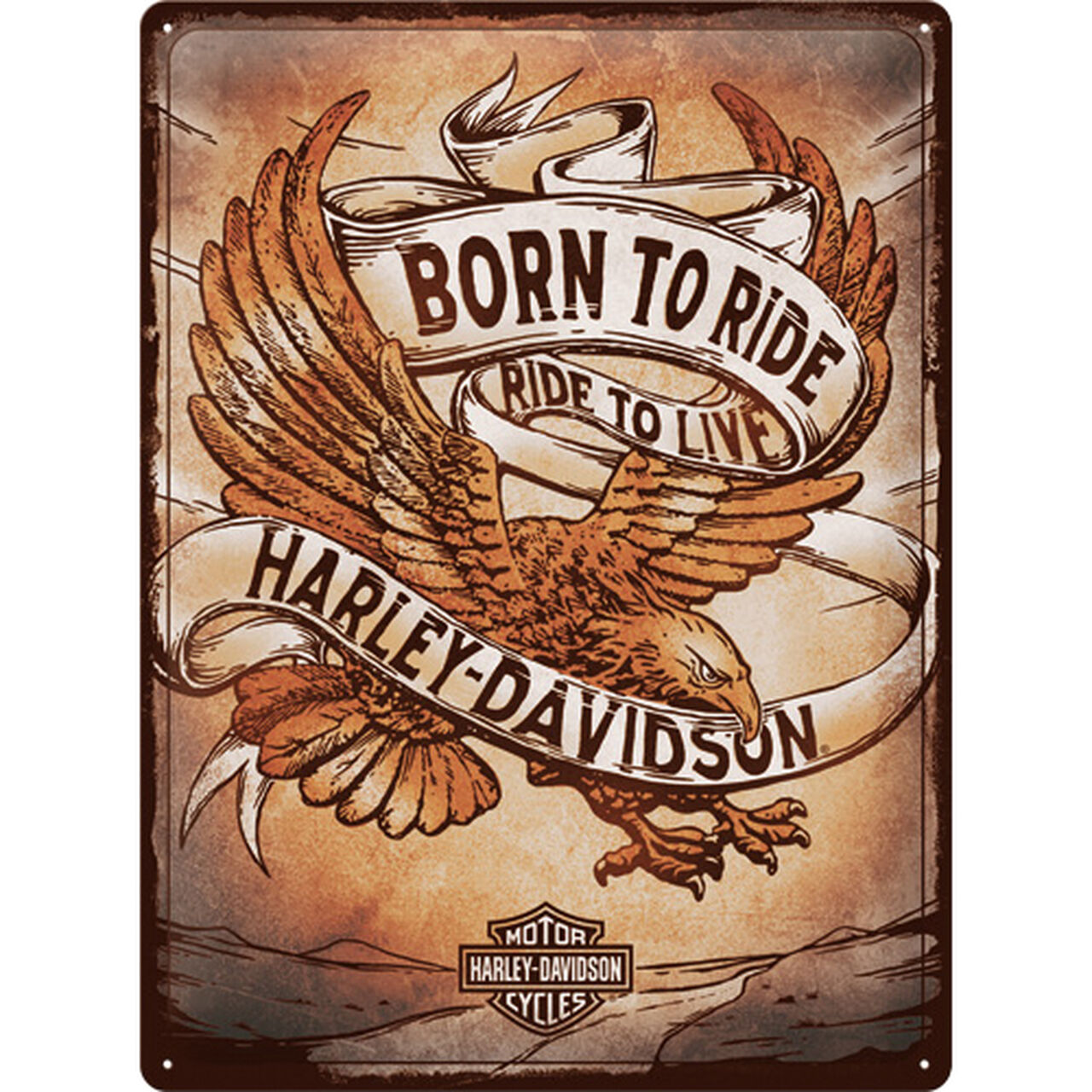 Blechschild 30 x 40 cm Harley Davidson - Born to Ride Eagle