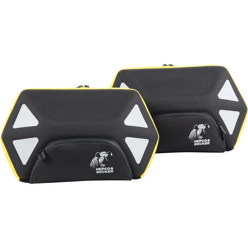 Motorbike Saddlebags Hepco & Becker side pocket pair Royster 24 liters for C-Bow  black/yellow Grey