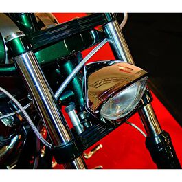 Motorrad Scheinwerfer & Lampenhalter Highsider H4 Hauptscheinwerfer Iowa oval unten schwarz, klares Glas Blau