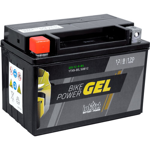 Batteries de moto intAct batterie Bike Power gel fermé YTX9-BS  12V, 8Ah Neutre