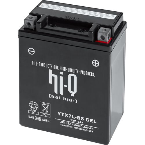 Motorcycle Batteries Hi-Q battery AGM Gel sealed HTX7L, 12V, 6Ah (YTX7L) Neutral