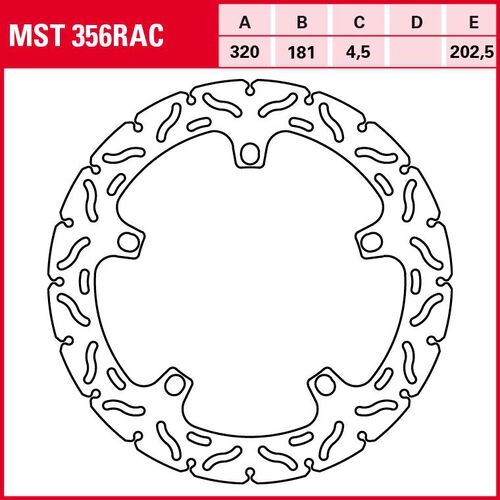 Motorcycle Brake Discs TRW Lucas brake disc RAC rigid MST356RAC 320/181/202,5/4,5mm Orange