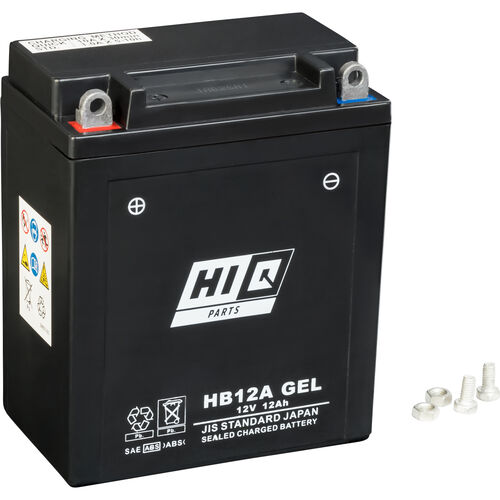 Motorradbatterien Hi-Q Batterie AGM Gel geschlossen HB12A, 12V, 12Ah (YB12A) Neutral