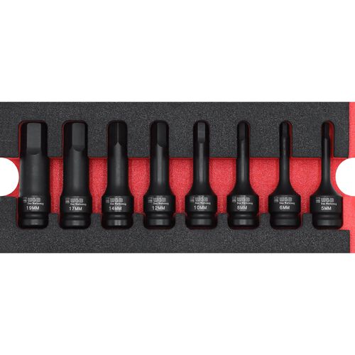 Hexagon Keys, Torx & Inch Tools WGB MES red Hex Socket inserts 1/2" 8-piece Beige