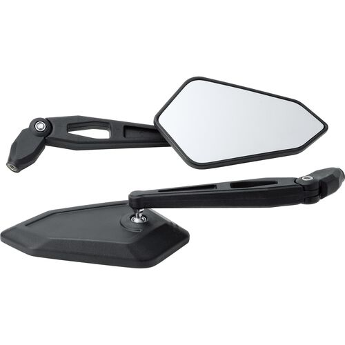 Mirrors Hashiru handlebar mirror M10x1,25R ST04 swiveling matt black White