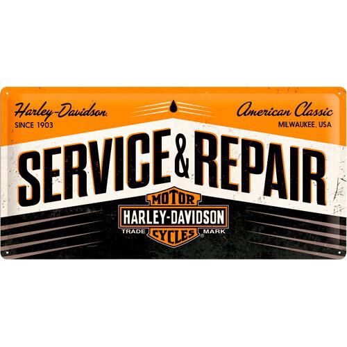 Plaques en tôle & rétro pour moto Nostalgic-Art Inscrivez Tin 25 x 50 cm "Harley Davidson Service & Repair" Neutre