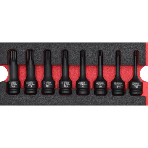 Hexagon Keys, Torx & Inch Tools WGB T profile socket inserts 1/2" red 8-piece Beige