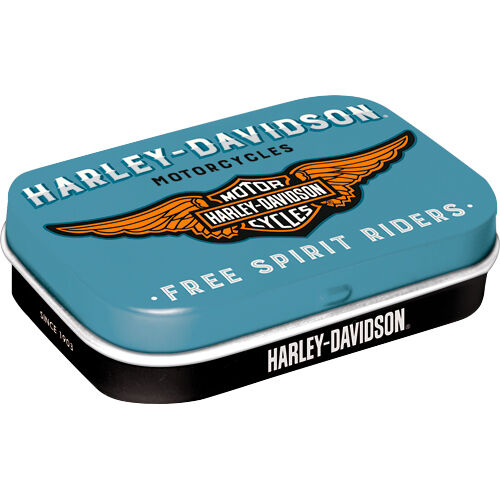 Gift Ideas Nostalgic-Art Pill Box "Harley-Davidson - Logo Blue" Grey