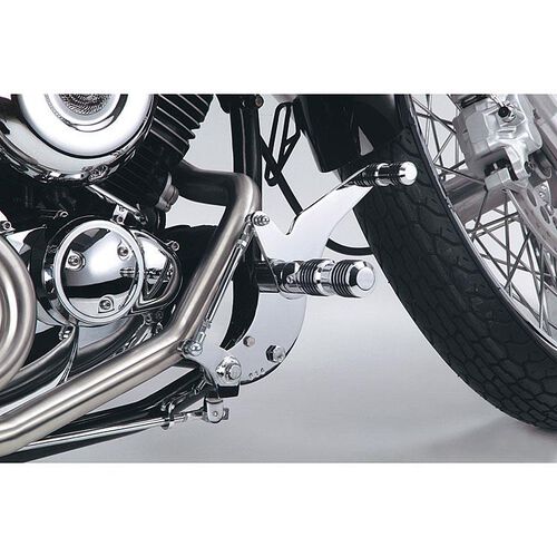 Motorrad Fußrasten Falcon Round Style Fußrastenanlage +7cm für XVS 650 Drag Star /Clas Grau