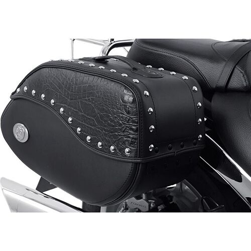 Sacoches de selle pour moto Hepco & Becker paire de sacs de selle en cuir Ivory 60 ltr C-Bow noir Gris