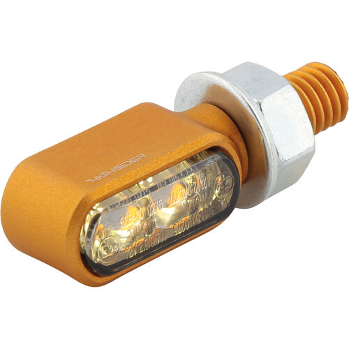 Clignotant à LED pour moto Highsider LED clignotant/feu de navigation paire Little Bronx M8 or Noir