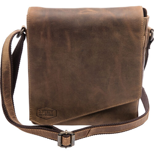 Leisure Bags Spirit Motors Vintage leather shoulder bag 2 small 2 liters storage space