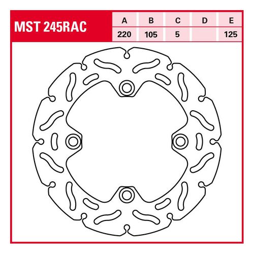 Disques de frein de moto TRW Lucas disque de frein RAC rigide MST245RAC 220/105/125/5mm Gris
