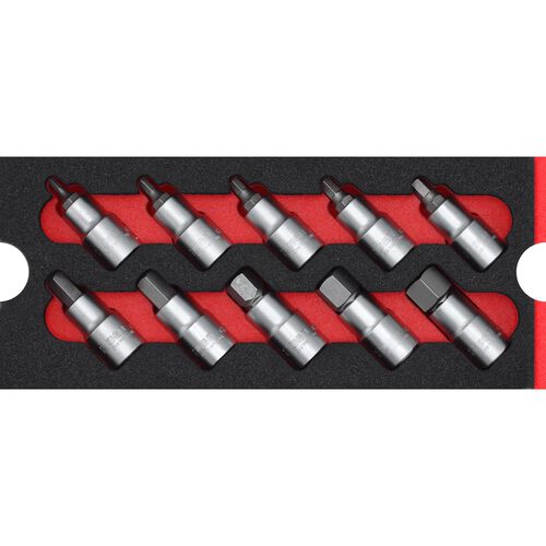 Hexagon Keys, Torx & Inch Tools WGB Hex socket inserts 1/2" red 10-piece Beige