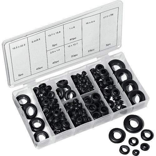Screws & Small Parts Hi-Q Tools rubber buffer assortment 8 sizes 180 pieces Grey