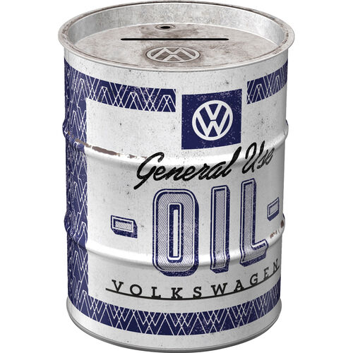Motorcycle Savings Boxes Nostalgic-Art Money box oil barrel "VW - General Use Oil" Grey