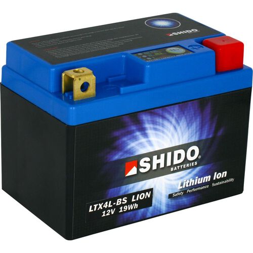Motorradbatterien Shido Lithium Batterie LTX4L-BS, 12V, 1,6Ah (YTX4L-BS/YT4L-BS) Neutral