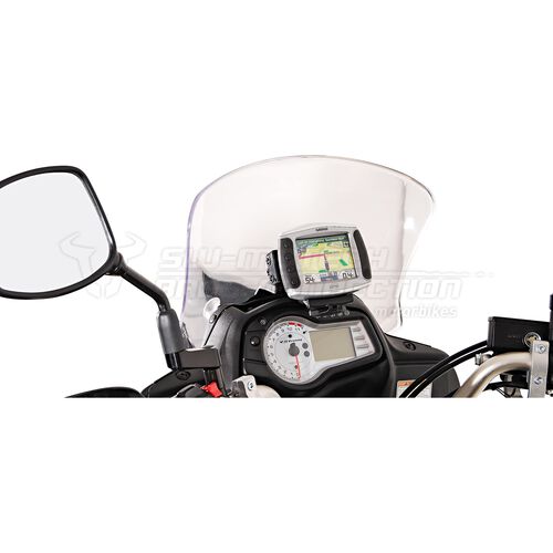 Motorcycle Navigation Power Supply SW-MOTECH QUICK-LOCK GPS mount at cockpit for Suzuki DL 650 V-Strom 20 Grey