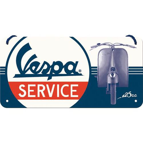 Motorcycle Tin Plates & Retro Nostalgic-Art hanging sign 10 x 20 "Vespa - Service" Grey