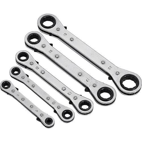Wrench & Tong BGS Double ended ratchet wrench set straight reversible 5 pieces Neutral