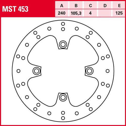 Motorcycle Brake Discs TRW Lucas brake disc Street rigid MST453 240/105,3/125/4mm Red