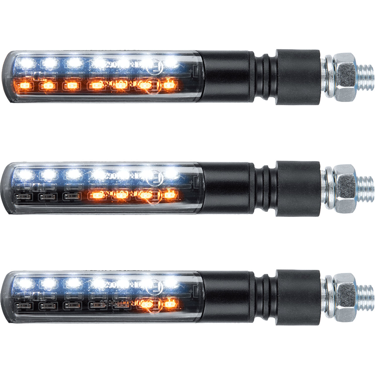 LED Blinker Koso Infinity-D 24,61 x 20,59 x 92mm M8 mit Lauflichtfunktion E- geprüft universal für Motorräder