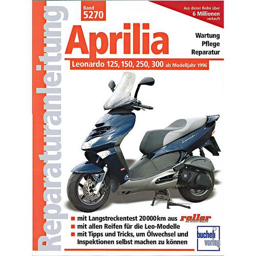 Instructions de réparation pour moto Motorbuch-Verlag Manuel de réparation Bucheli Aprilia Leonardo 125/150/250/30 Noir