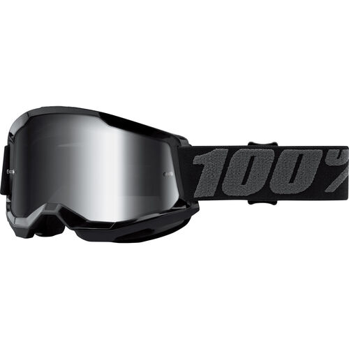 Cross Goggles 100% Strata II Cross Goggle Black silver mirrored Tinted
