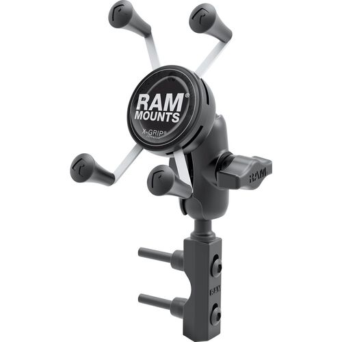 Motorcycle Navigation & Smartphone Holders Ram Mounts X-Grip® kit with square/clamp RAM-B-174-A-UN7U Grey