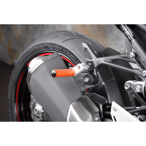 Motorcycle Footrests Mizu footpegs Flex Race 33mm for pillion black/orange 20003