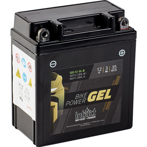 Batteries de moto intAct batterie Bike Power gel fermé B3L-B  12 Volt, 3Ah (CB3L-A/CB Neutre