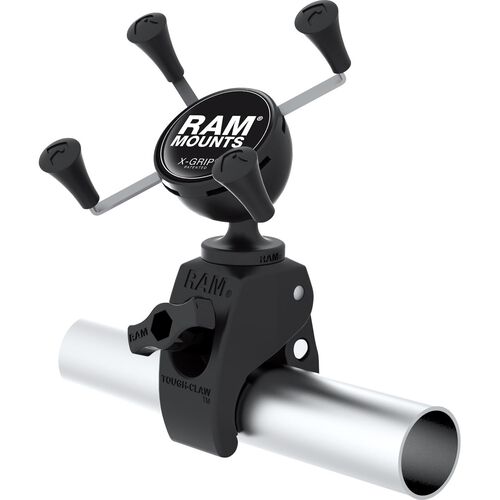 Motorrad Navi- & Smartphonehalter Ram Mounts X-Grip® Kit mit Tough-Claw Klemme für Smartphones Grau