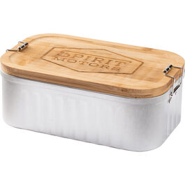 Metal lunch box with bamboo lid