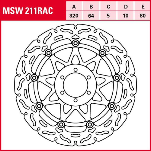 Disques de frein de moto TRW Lucas disque de frein RAC flottantes MSW211RAC 320/64/80/5/10mm Vert