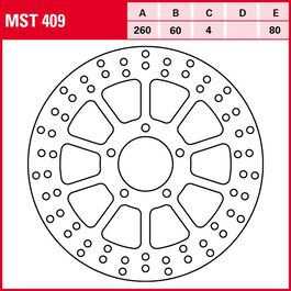 brake disc Street rigid MST409 260/60/80/4mm