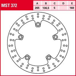 brake disc Street rigid MST372 265/136,5/160/5mm