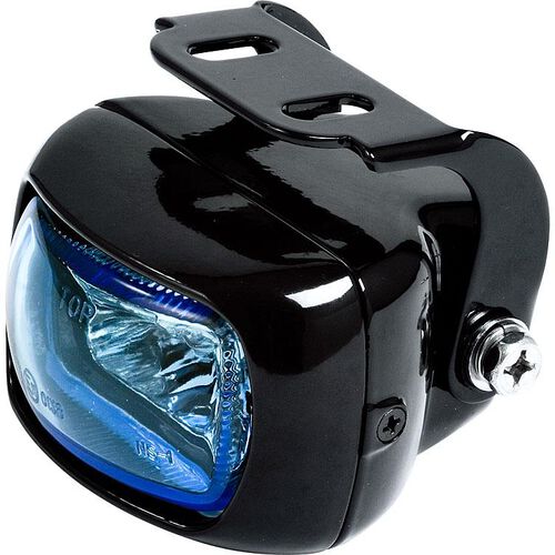 Motorrad Scheinwerfer & Lampenhalter Shin Yo Nebelscheinwerfer H3 rechteckig schwarz, Glas blau