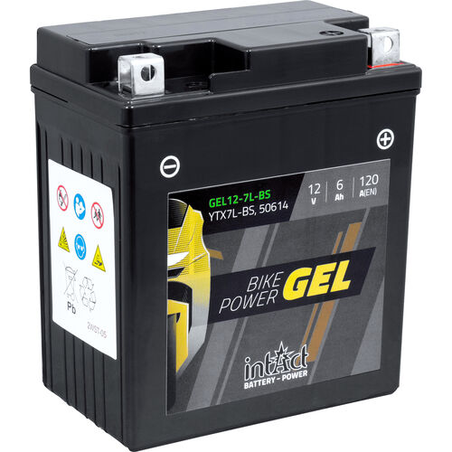 Motorcycle Batteries intAct battery Bike Power gel closed YTX7L-BS  12V, 6Ah Neutral