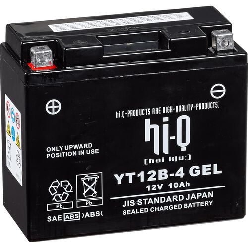 Motorradbatterien Hi-Q Batterie AGM Gel geschlossen HT12B-4, 12V, 10Ah (HT12B-4/GT1 Neutral