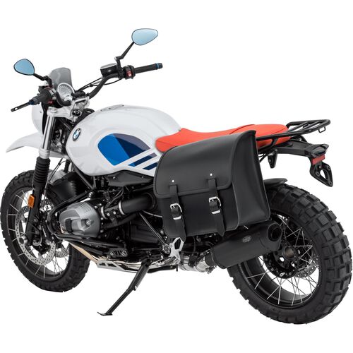 Motorbike Saddlebags Stoverinck leather carrier/sissybar/saddle bag Single 22 liters black Neutral