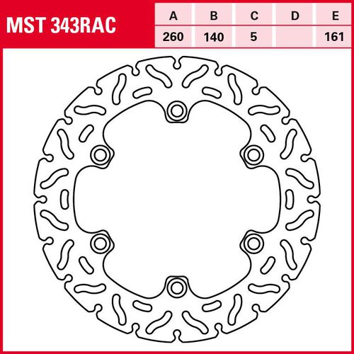 Motorcycle Brake Discs TRW Lucas brake disc RAC rigid MST343RAC 260/140/161/5mm Black