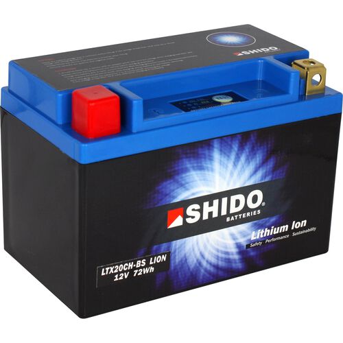 Batteries de moto Shido lithium batterie LTX20CH-BS, 12V, 6Ah (YTX20CH-BS) Neutre