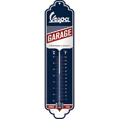Motorcycle Tin Plates & Retro Nostalgic-Art Thermometer "Vespa - Garage"