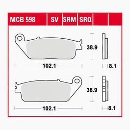 plaquettes de frein MCB598  102,1x38,9x8,1mm